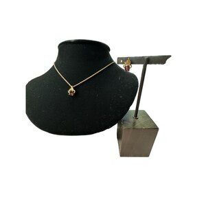 Elegant Gold Tone Necklace & Earring Set With Sparkling Red stone – Perfect For